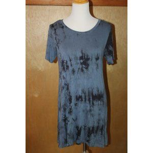NEW Veronica M MEDIUM stretch swing t-shirt dress blue black tie-dye comfy